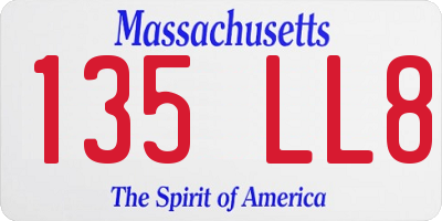 MA license plate 135LL8