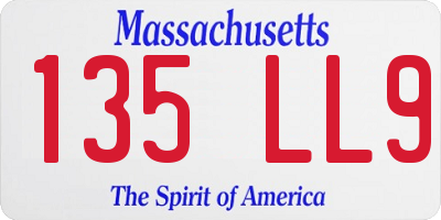 MA license plate 135LL9