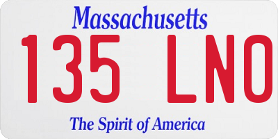 MA license plate 135LN0