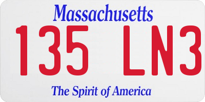 MA license plate 135LN3