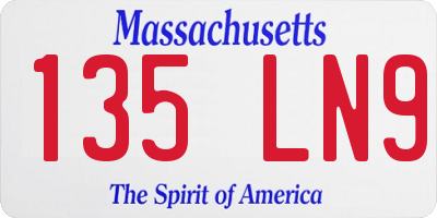 MA license plate 135LN9