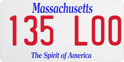 MA license plate 135LO0