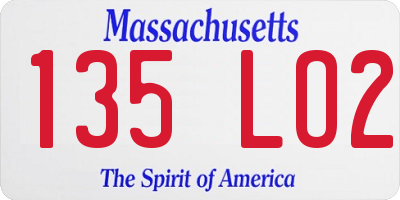MA license plate 135LO2
