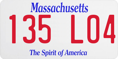 MA license plate 135LO4