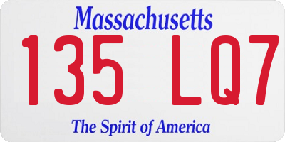 MA license plate 135LQ7