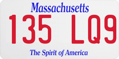 MA license plate 135LQ9