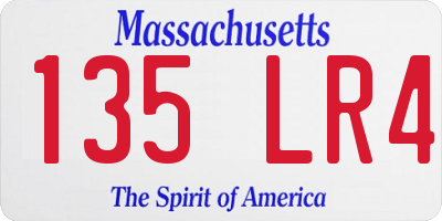 MA license plate 135LR4