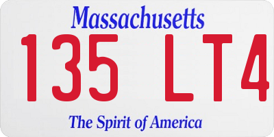 MA license plate 135LT4