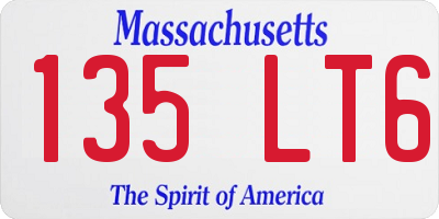 MA license plate 135LT6