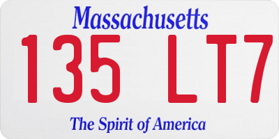 MA license plate 135LT7