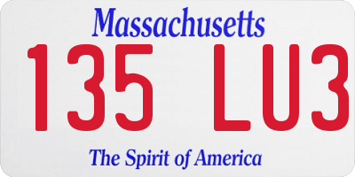 MA license plate 135LU3