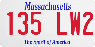 MA license plate 135LW2