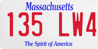 MA license plate 135LW4