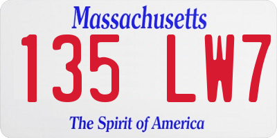 MA license plate 135LW7