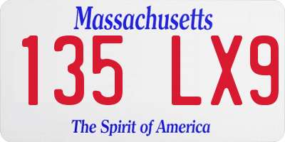 MA license plate 135LX9