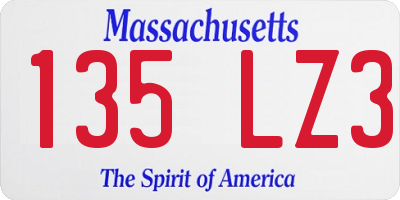 MA license plate 135LZ3