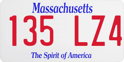 MA license plate 135LZ4