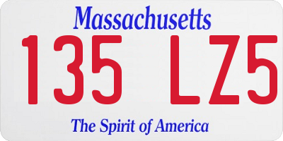 MA license plate 135LZ5