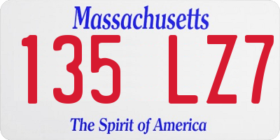 MA license plate 135LZ7