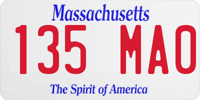 MA license plate 135MA0