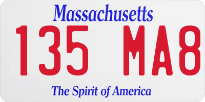 MA license plate 135MA8