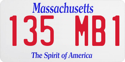MA license plate 135MB1