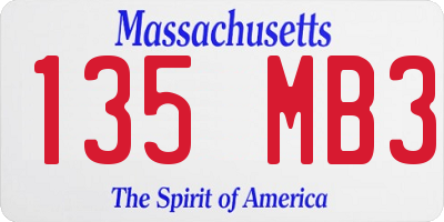 MA license plate 135MB3