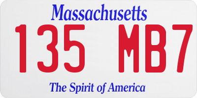 MA license plate 135MB7