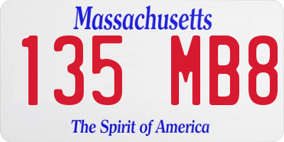 MA license plate 135MB8
