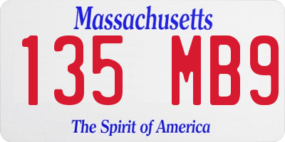 MA license plate 135MB9