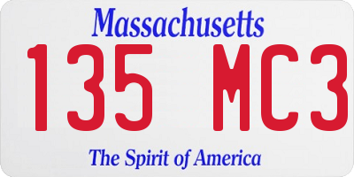 MA license plate 135MC3