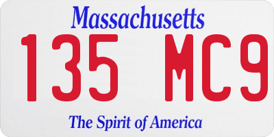 MA license plate 135MC9