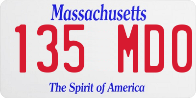 MA license plate 135MD0