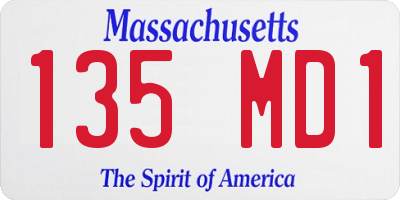 MA license plate 135MD1