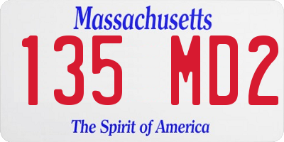 MA license plate 135MD2