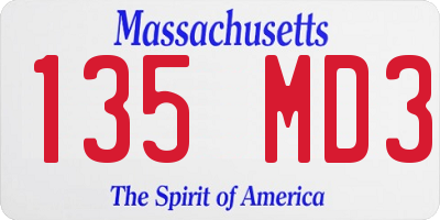 MA license plate 135MD3