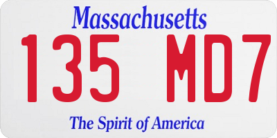 MA license plate 135MD7