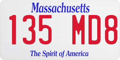 MA license plate 135MD8
