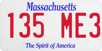 MA license plate 135ME3