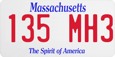 MA license plate 135MH3