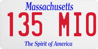 MA license plate 135MI0