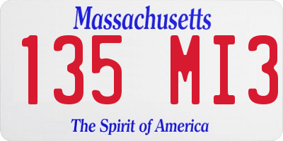 MA license plate 135MI3