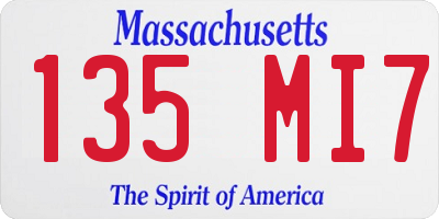 MA license plate 135MI7
