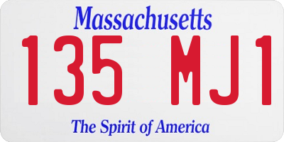 MA license plate 135MJ1