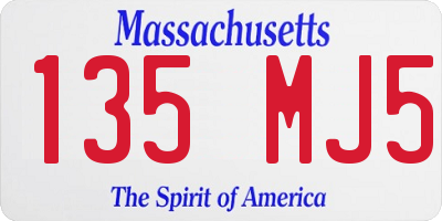 MA license plate 135MJ5