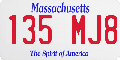 MA license plate 135MJ8