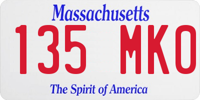 MA license plate 135MK0