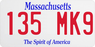 MA license plate 135MK9