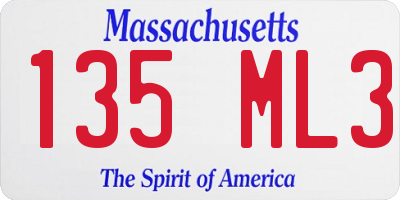 MA license plate 135ML3