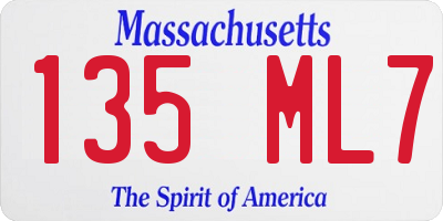 MA license plate 135ML7